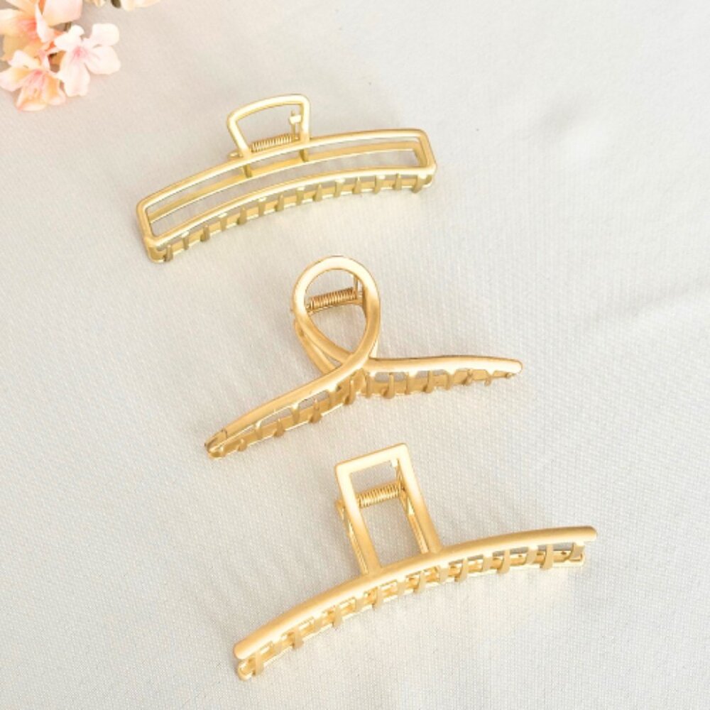 Women's Large, Light Gold, Metal Hair Clips